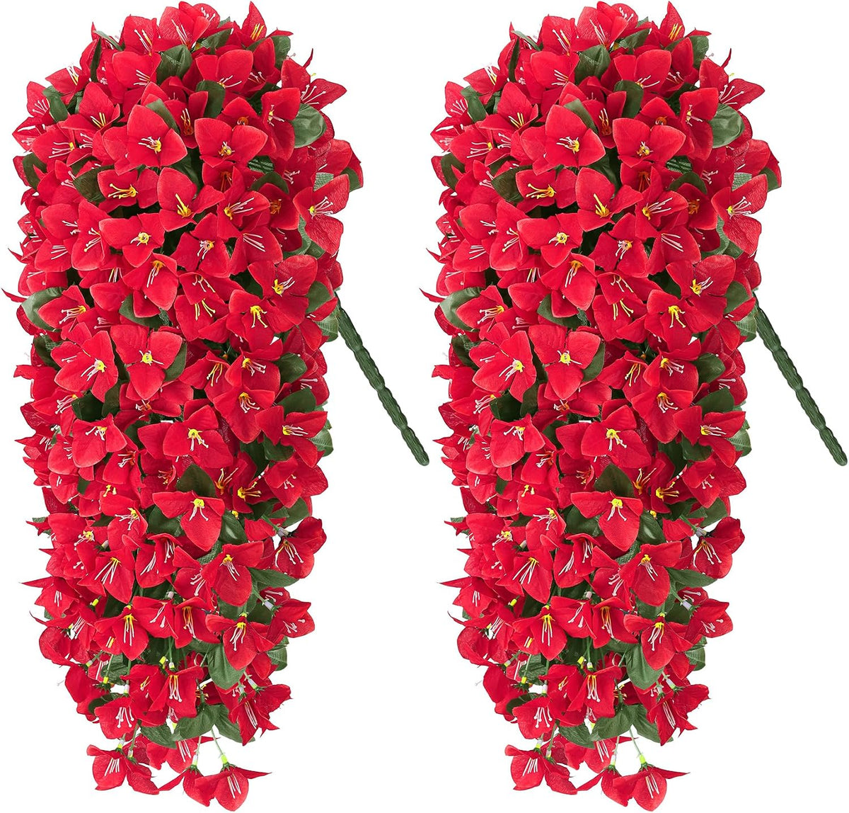 Artificial Bougainvillea Flowers for Outdoors, 2 Pcs, Fuchsia | Faux silk flowers, long trailing fake vines, for front door porch planter balcony patio summer spring home decor