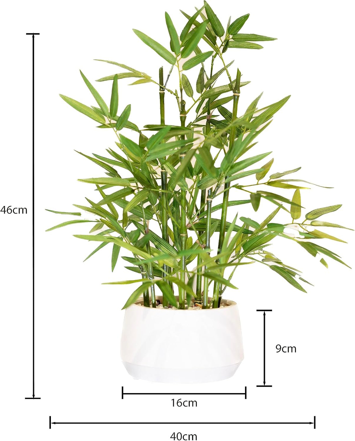 365 Blooming Decor 18-inch Tall Potted ARTIFICIAL Bamboo Plant (Black Pot) - Luxury Artificial Bamboo in black textures Pot for Home, Office, Kitchen, Counter Top, Indoor Decor, Money Tree, Lucky Tree