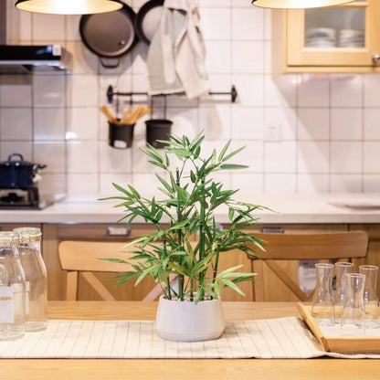 365 Blooming Decor 18-inch Tall Potted ARTIFICIAL Bamboo Plant (Black Pot) - Luxury Artificial Bamboo in black textures Pot for Home, Office, Kitchen, Counter Top, Indoor Decor, Money Tree, Lucky Tree