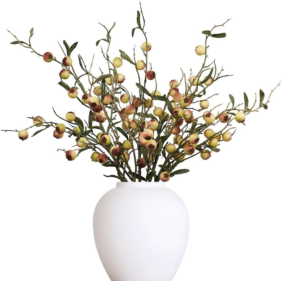 Artificial Plants,4Pcs 35" Faux Branches for Vase,Faux Stems,Fake Plants Greenery Stems for Shop Office Kitchen Home Decor (4, Pomegranate)