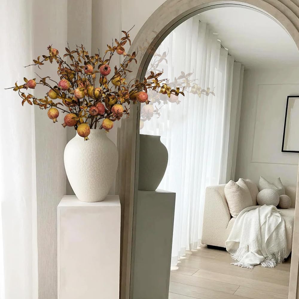 Artificial Plants,4Pcs 35" Faux Branches for Vase,Faux Stems,Fake Plants Greenery Stems for Shop Office Kitchen Home Decor (4, Pomegranate)