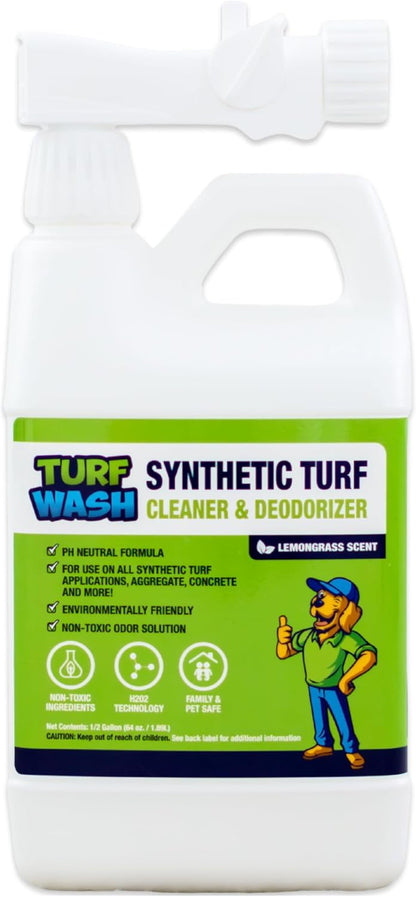 Turf Wash, Indoor and Outdoor Artificial Grass Cleaner with Hose Noozle Attachment, 64 oz
