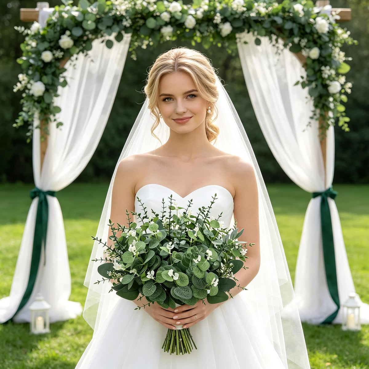 200 Pcs 8 Kinds Mixed Artificial Eucalyptus Stems Bulk Fake Silver Dollar Eucalyptus White Seeds Stems Bundle Faux Plants Greenery for DIY Bouquets Floral Arrangement Wedding Engagement Party Decor