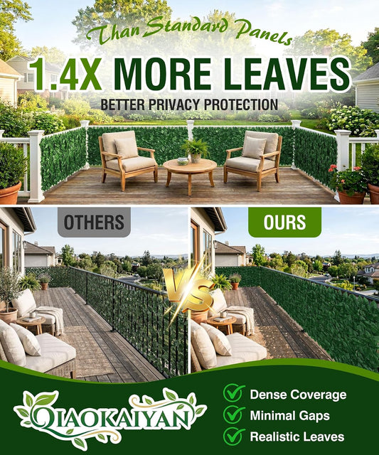 1.4X Denser Artificial Ivy Privacy Fence – 120"x40" No-Gap Greenery Backdrop Screen for Patio Balcony Garden Backyard Indoor Outdoor Decor