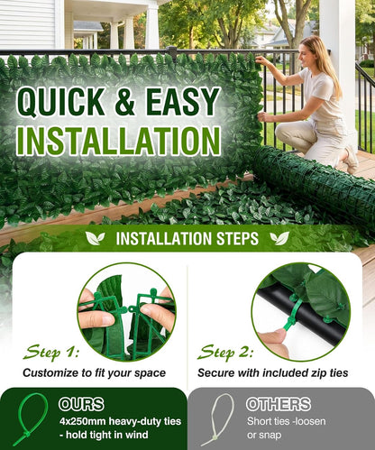 1.4X Denser Artificial Ivy Privacy Fence – 120"x40" No-Gap Greenery Backdrop Screen for Patio Balcony Garden Backyard Indoor Outdoor Decor