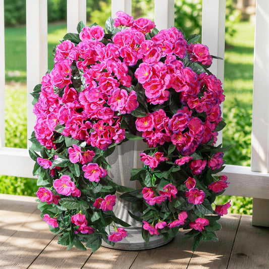 Fake Geraniums Artificial Flowers for Outdoors Summer Decor, 2 PCS Red Faux Hanging Flowers Outdoor Plants Realistic Silk Geraniums Vines UV Resistant for Outside Planters Porch Patio Garden