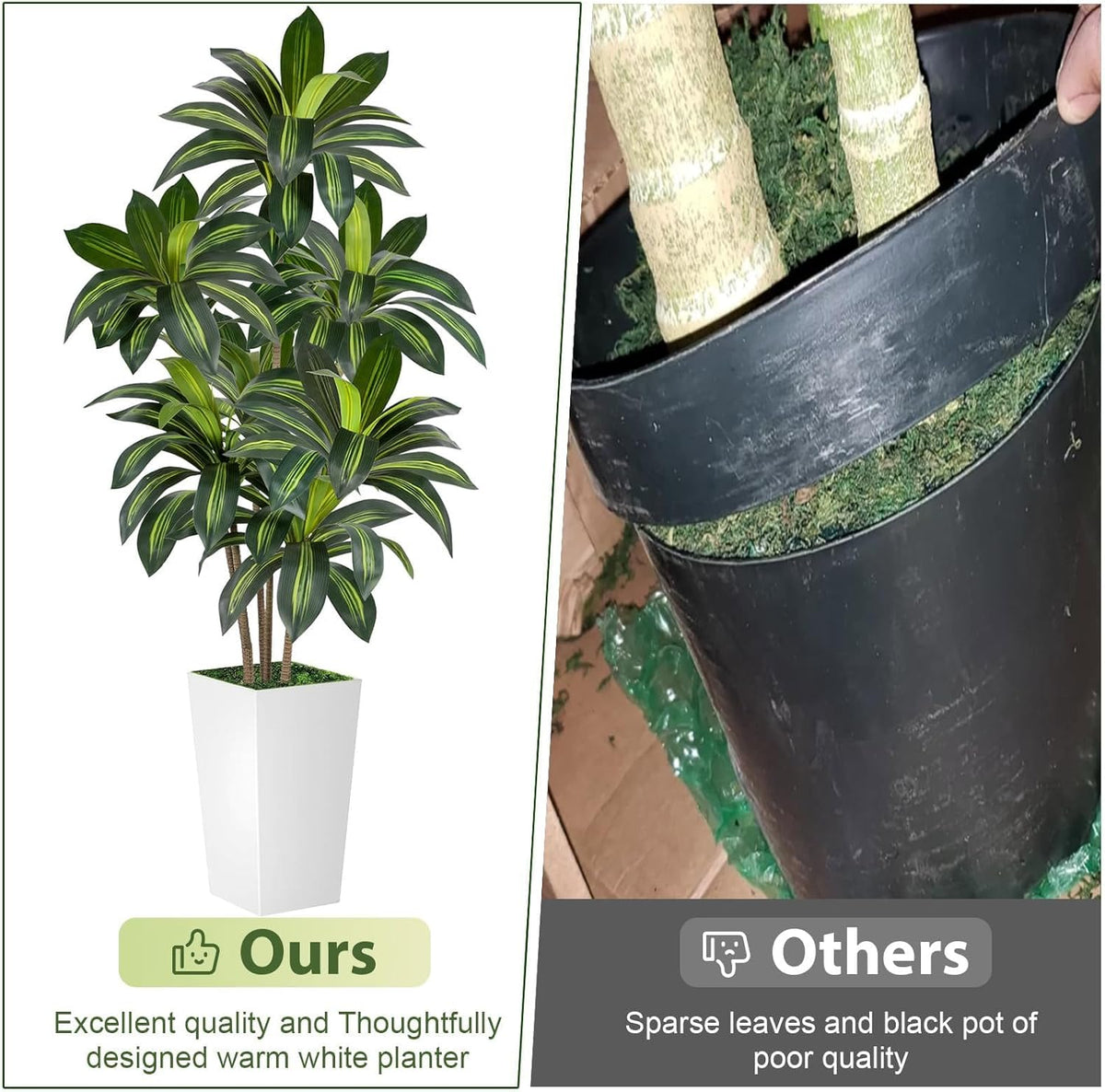 Artificial Dracaena Tree 6FT Tall, Faux Dracaena Tree Indoor, Fake Yucca Plant Potted, Tropical Floor Plant with Lifelike Leaves for Home Office Living Room Indoor Outdoor Decor