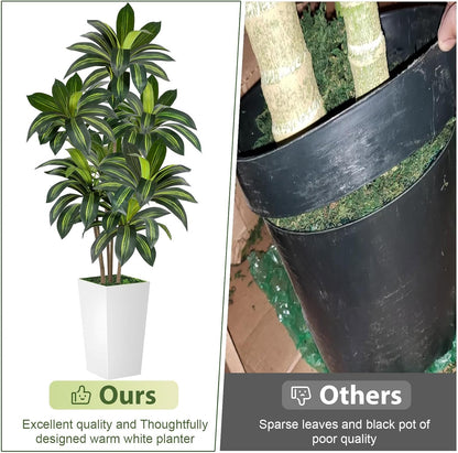 Artificial Dracaena Tree 6FT Tall, Faux Dracaena Tree Indoor, Fake Yucca Plant Potted, Tropical Floor Plant with Lifelike Leaves for Home Office Living Room Indoor Outdoor Decor