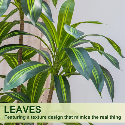 Artificial Dracaena Tree 6FT Tall, Faux Dracaena Tree Indoor, Fake Yucca Plant Potted, Tropical Floor Plant with Lifelike Leaves for Home Office Living Room Indoor Outdoor Decor