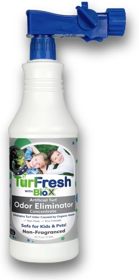 BioX Artificial Turf Odor Eliminator Concentrate – 32 oz Bottle, Fresh Cut Grass Scent – Pet-Safe Turf Cleaner for Urine and Feces Odor Removal – All-Natural, Non-Toxic, Kid Safe