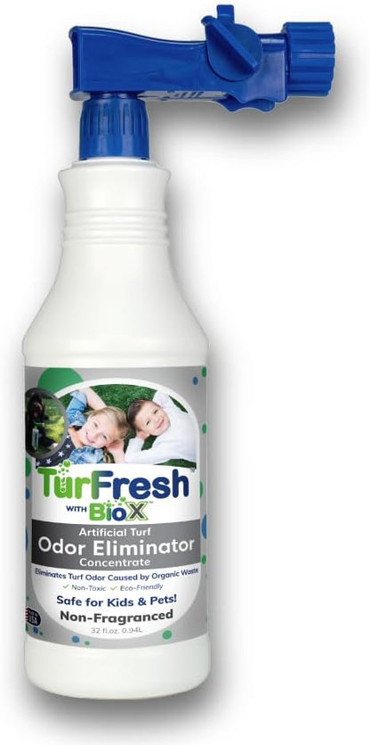 BioX Artificial Turf Odor Eliminator Concentrate – 32 oz Bottle, Fresh Cut Grass Scent – Pet-Safe Turf Cleaner for Urine and Feces Odor Removal – All-Natural, Non-Toxic, Kid Safe