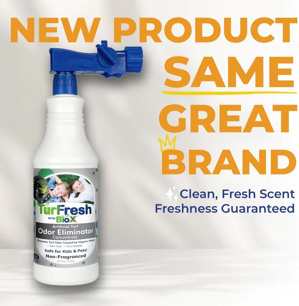 BioX Artificial Turf Odor Eliminator Concentrate – 32 oz Bottle, Fresh Cut Grass Scent – Pet-Safe Turf Cleaner for Urine and Feces Odor Removal – All-Natural, Non-Toxic, Kid Safe