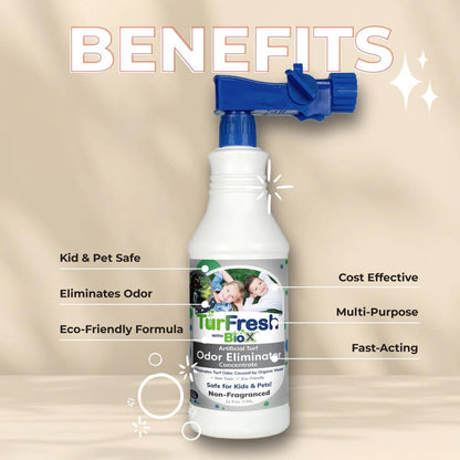 BioX Artificial Turf Odor Eliminator Concentrate – 32 oz Bottle, Fresh Cut Grass Scent – Pet-Safe Turf Cleaner for Urine and Feces Odor Removal – All-Natural, Non-Toxic, Kid Safe