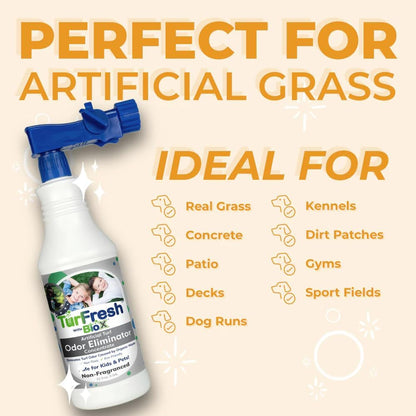 BioX Artificial Turf Odor Eliminator Concentrate – 32 oz Bottle, Fresh Cut Grass Scent – Pet-Safe Turf Cleaner for Urine and Feces Odor Removal – All-Natural, Non-Toxic, Kid Safe