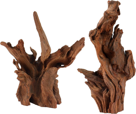 Driftwood for Aquarium, 2 Pieces 14-18 Inches Large Natural Drift Wood Fish Tank Assorted Branch Decorations for Reptile Hide - Colors C