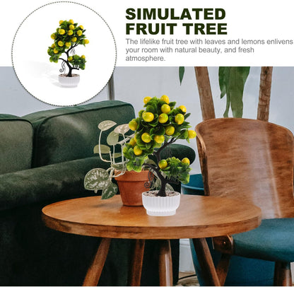Faux Lemon Tree with Lifelike Lemons Artificial Fruit Tree Tabletop Decor for Indoor Outdoor Use Lightweight PVC Foam Material Modern Home Accent