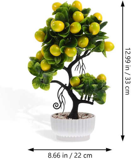 Faux Lemon Tree with Lifelike Lemons Artificial Fruit Tree Tabletop Decor for Indoor Outdoor Use Lightweight PVC Foam Material Modern Home Accent