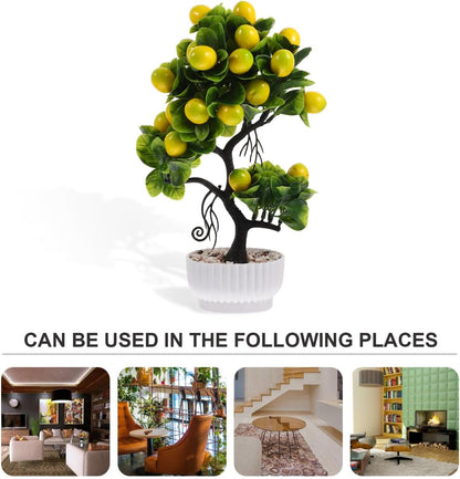 Faux Lemon Tree with Lifelike Lemons Artificial Fruit Tree Tabletop Decor for Indoor Outdoor Use Lightweight PVC Foam Material Modern Home Accent