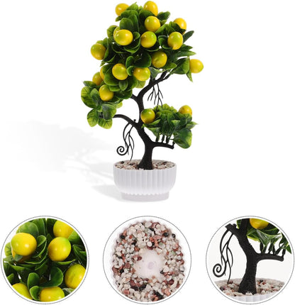 Faux Lemon Tree with Lifelike Lemons Artificial Fruit Tree Tabletop Decor for Indoor Outdoor Use Lightweight PVC Foam Material Modern Home Accent