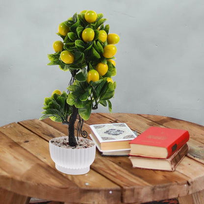 Faux Lemon Tree with Lifelike Lemons Artificial Fruit Tree Tabletop Decor for Indoor Outdoor Use Lightweight PVC Foam Material Modern Home Accent