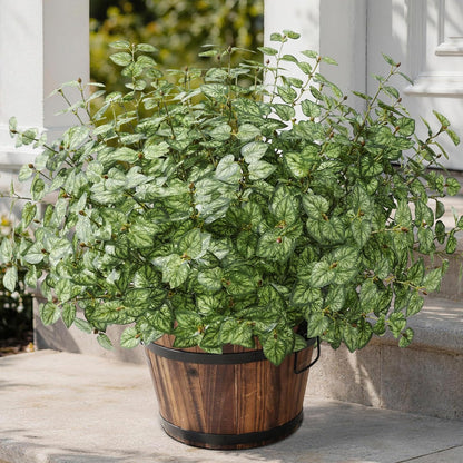 Artificial Plants Outdoor UV Resistant 5 Pcs (Green) | Faux Greenery Plants Outdoor Silk Plants with Stems, Fake Plants for Outside Planter Front Porch Patio Pathway Decoration