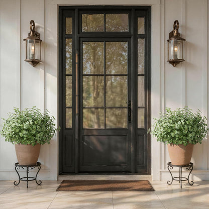Artificial Plants Outdoor UV Resistant 5 Pcs (Green) | Faux Greenery Plants Outdoor Silk Plants with Stems, Fake Plants for Outside Planter Front Porch Patio Pathway Decoration