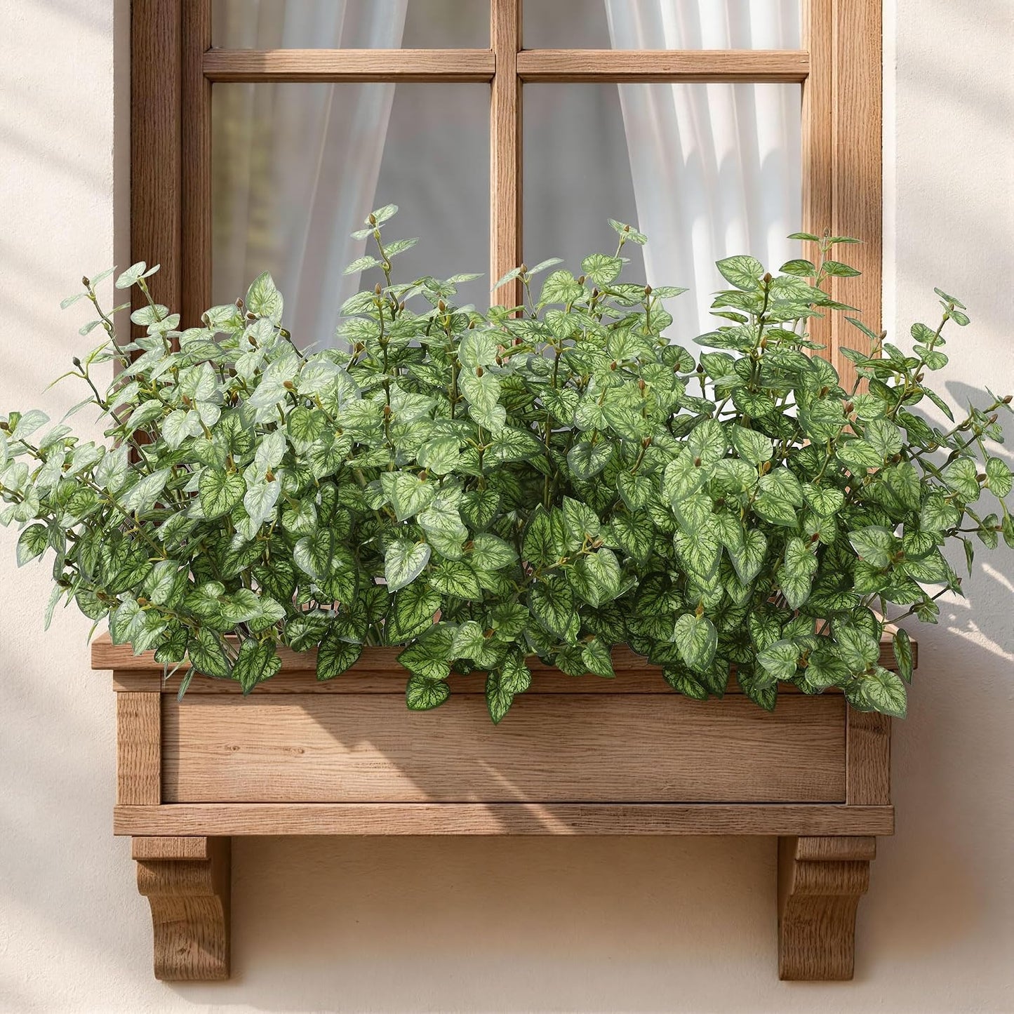 Artificial Plants Outdoor UV Resistant 5 Pcs (Green) | Faux Greenery Plants Outdoor Silk Plants with Stems, Fake Plants for Outside Planter Front Porch Patio Pathway Decoration