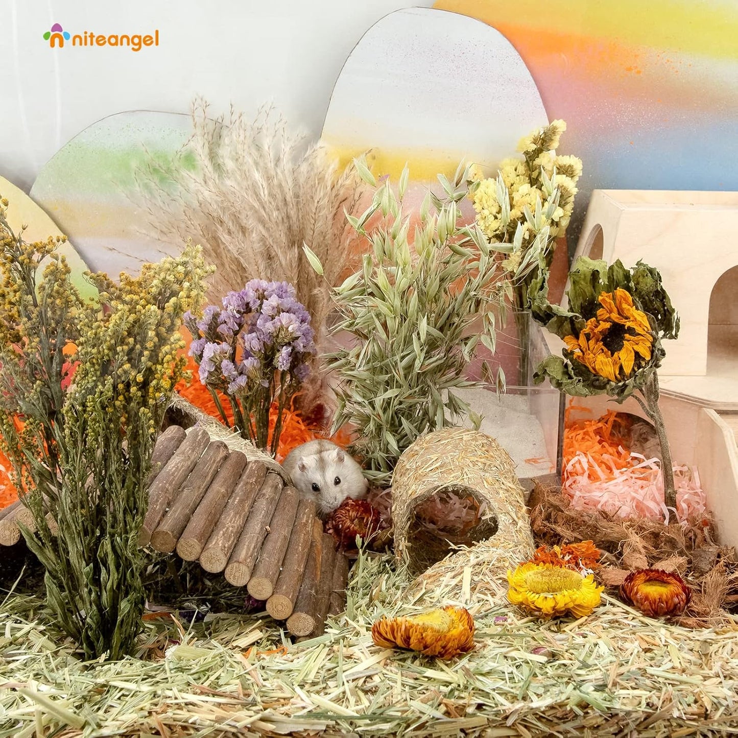 Natural & Soft Hamster Bedding Mate Small Animal Habitat Decor for Syrian Dwarf Hamsters Gerbils Mice Degus Bunny or Other Small-Sized Pet (Flowers Scent Path)