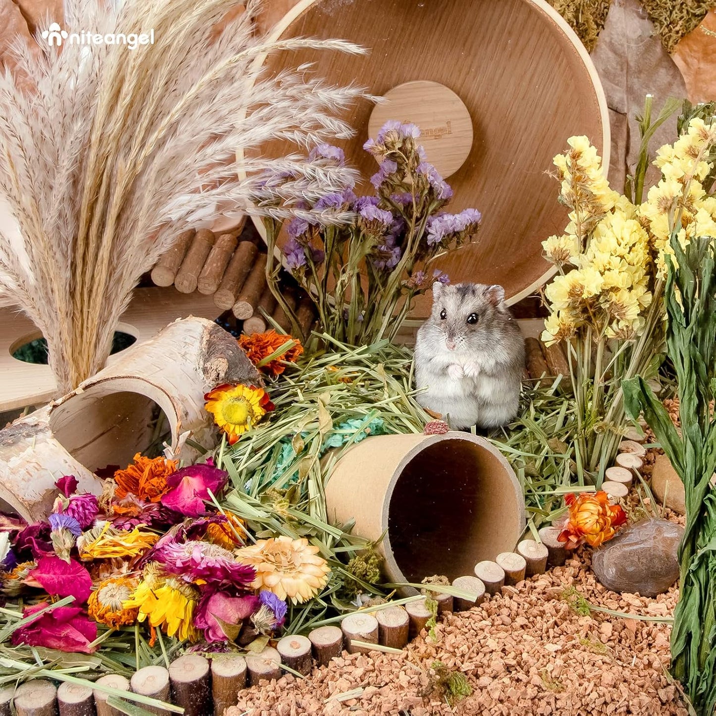 Natural & Soft Hamster Bedding Mate Small Animal Habitat Decor for Syrian Dwarf Hamsters Gerbils Mice Degus Bunny or Other Small-Sized Pet (Flowers Scent Path)