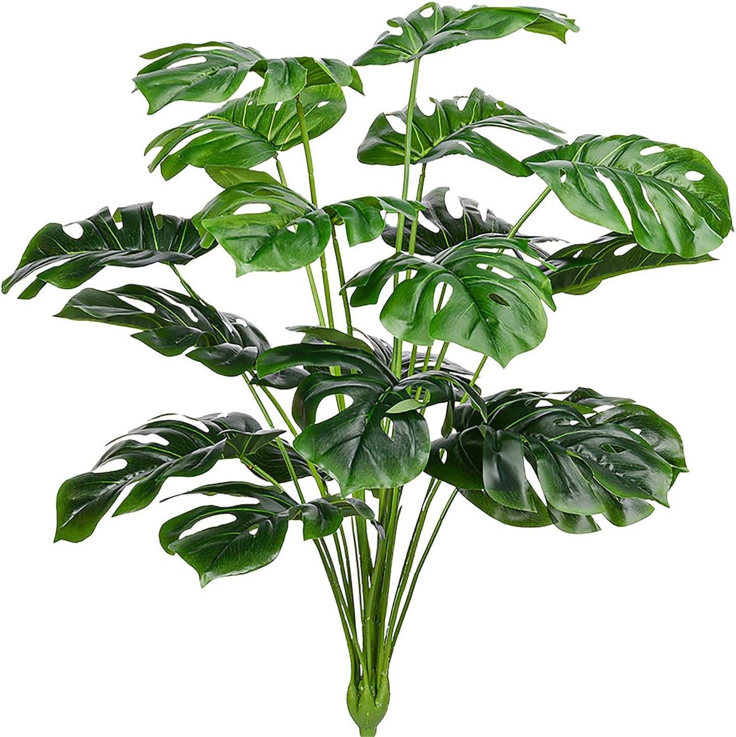 Artificial Palm Leaves Plants Faux Fake Monstera Turtle Leaf Tropical Large Palm Tree Leaves Plant Outdoor UV Resistant Plastic Plants (Green)