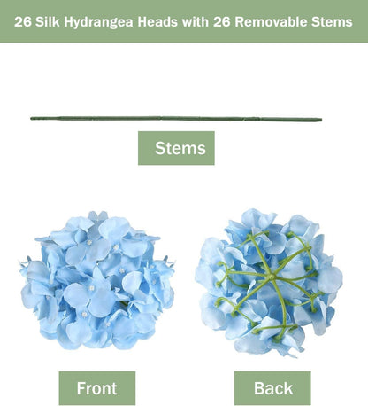 46Pcs Hydrangea Artificial Flowers Silk Hydrangea Heads | with Stems, Ivory Artificial Hydrangea Flowers for DIY Wedding Centerpiece, Garden, Home, Party, Baby Shower Decor