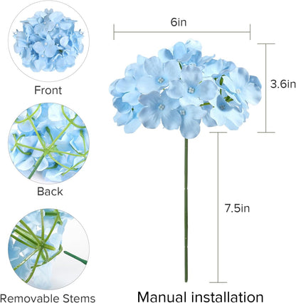 46Pcs Hydrangea Artificial Flowers Silk Hydrangea Heads | with Stems, Ivory Artificial Hydrangea Flowers for DIY Wedding Centerpiece, Garden, Home, Party, Baby Shower Decor