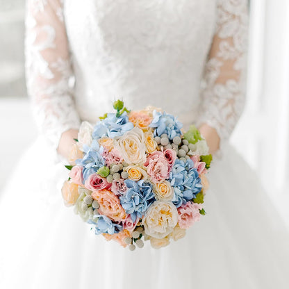 46Pcs Hydrangea Artificial Flowers Silk Hydrangea Heads | with Stems, Ivory Artificial Hydrangea Flowers for DIY Wedding Centerpiece, Garden, Home, Party, Baby Shower Decor