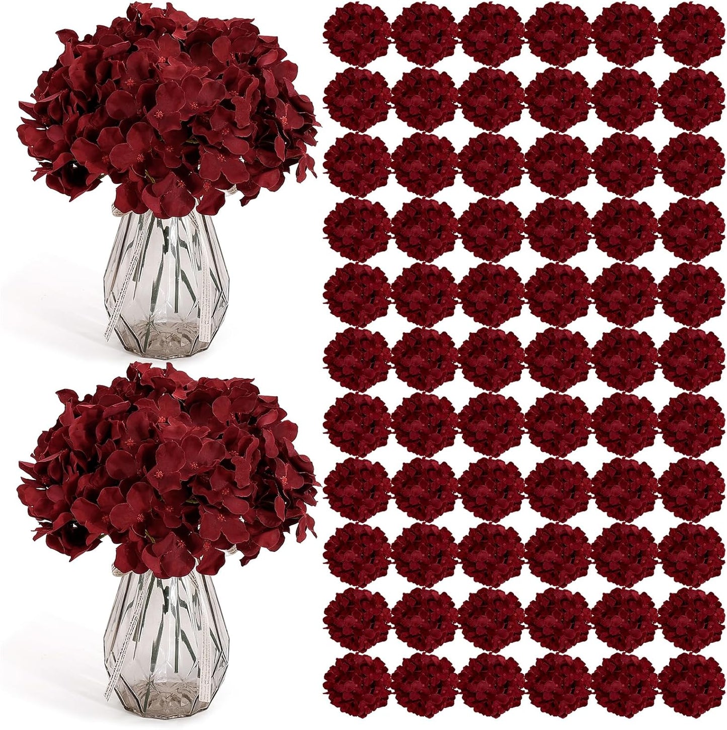46Pcs Hydrangea Artificial Flowers Silk Hydrangea Heads | with Stems, Ivory Artificial Hydrangea Flowers for DIY Wedding Centerpiece, Garden, Home, Party, Baby Shower Decor