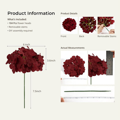 46Pcs Hydrangea Artificial Flowers Silk Hydrangea Heads | with Stems, Ivory Artificial Hydrangea Flowers for DIY Wedding Centerpiece, Garden, Home, Party, Baby Shower Decor