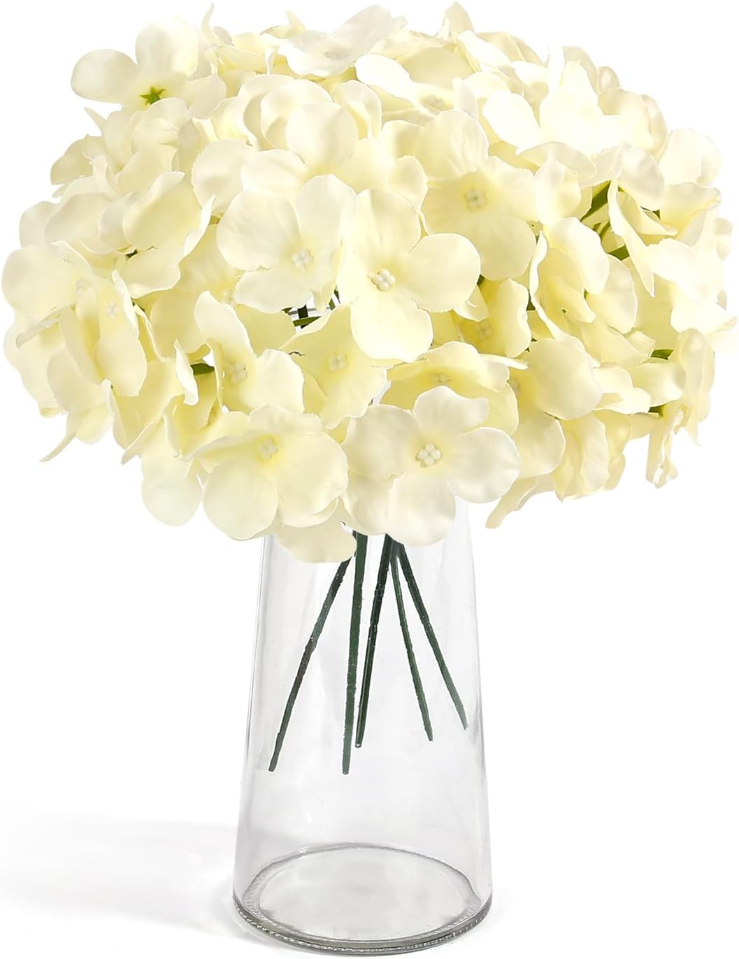 46Pcs Hydrangea Artificial Flowers Silk Hydrangea Heads | with Stems, Ivory Artificial Hydrangea Flowers for DIY Wedding Centerpiece, Garden, Home, Party, Baby Shower Decor