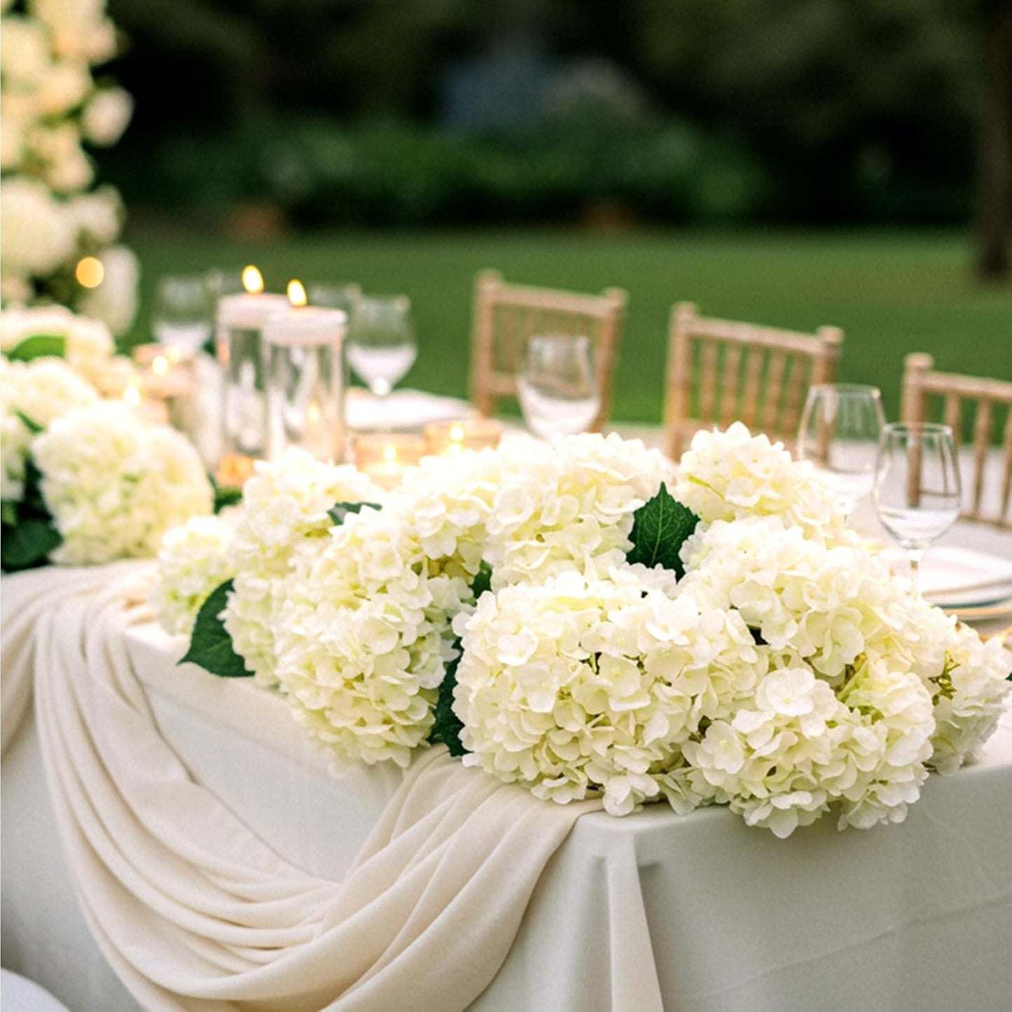 46Pcs Hydrangea Artificial Flowers Silk Hydrangea Heads | with Stems, Ivory Artificial Hydrangea Flowers for DIY Wedding Centerpiece, Garden, Home, Party, Baby Shower Decor