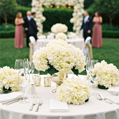 46Pcs Hydrangea Artificial Flowers Silk Hydrangea Heads | with Stems, Ivory Artificial Hydrangea Flowers for DIY Wedding Centerpiece, Garden, Home, Party, Baby Shower Decor