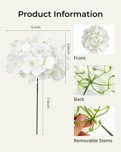 46Pcs Hydrangea Artificial Flowers Silk Hydrangea Heads | with Stems, Ivory Artificial Hydrangea Flowers for DIY Wedding Centerpiece, Garden, Home, Party, Baby Shower Decor