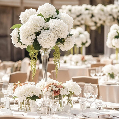 46Pcs Hydrangea Artificial Flowers Silk Hydrangea Heads | with Stems, Ivory Artificial Hydrangea Flowers for DIY Wedding Centerpiece, Garden, Home, Party, Baby Shower Decor