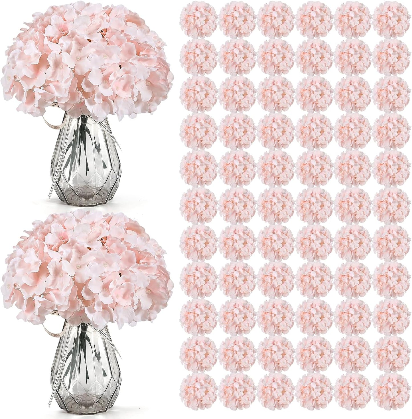 46Pcs Hydrangea Artificial Flowers Silk Hydrangea Heads | with Stems, Ivory Artificial Hydrangea Flowers for DIY Wedding Centerpiece, Garden, Home, Party, Baby Shower Decor