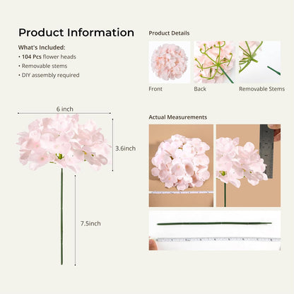 46Pcs Hydrangea Artificial Flowers Silk Hydrangea Heads | with Stems, Ivory Artificial Hydrangea Flowers for DIY Wedding Centerpiece, Garden, Home, Party, Baby Shower Decor
