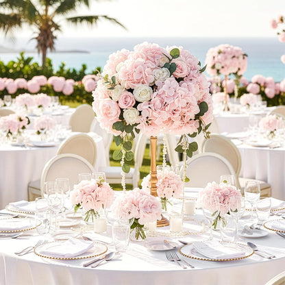 46Pcs Hydrangea Artificial Flowers Silk Hydrangea Heads | with Stems, Ivory Artificial Hydrangea Flowers for DIY Wedding Centerpiece, Garden, Home, Party, Baby Shower Decor