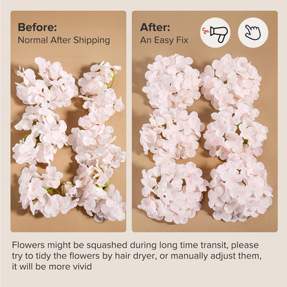 46Pcs Hydrangea Artificial Flowers Silk Hydrangea Heads | with Stems, Ivory Artificial Hydrangea Flowers for DIY Wedding Centerpiece, Garden, Home, Party, Baby Shower Decor