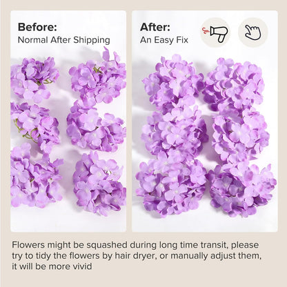 46Pcs Hydrangea Artificial Flowers Silk Hydrangea Heads | with Stems, Ivory Artificial Hydrangea Flowers for DIY Wedding Centerpiece, Garden, Home, Party, Baby Shower Decor
