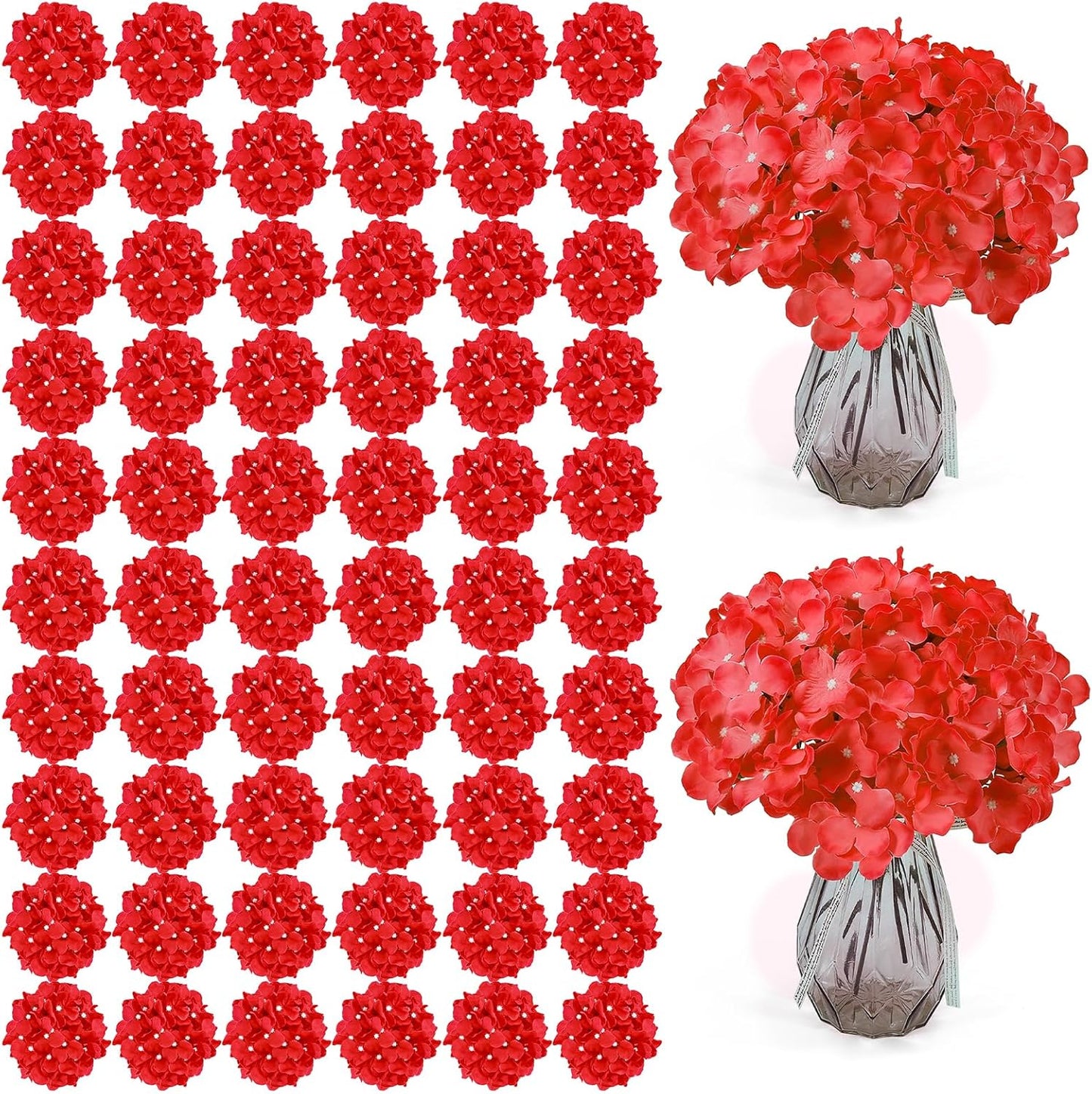 46Pcs Hydrangea Artificial Flowers Silk Hydrangea Heads | with Stems, Ivory Artificial Hydrangea Flowers for DIY Wedding Centerpiece, Garden, Home, Party, Baby Shower Decor