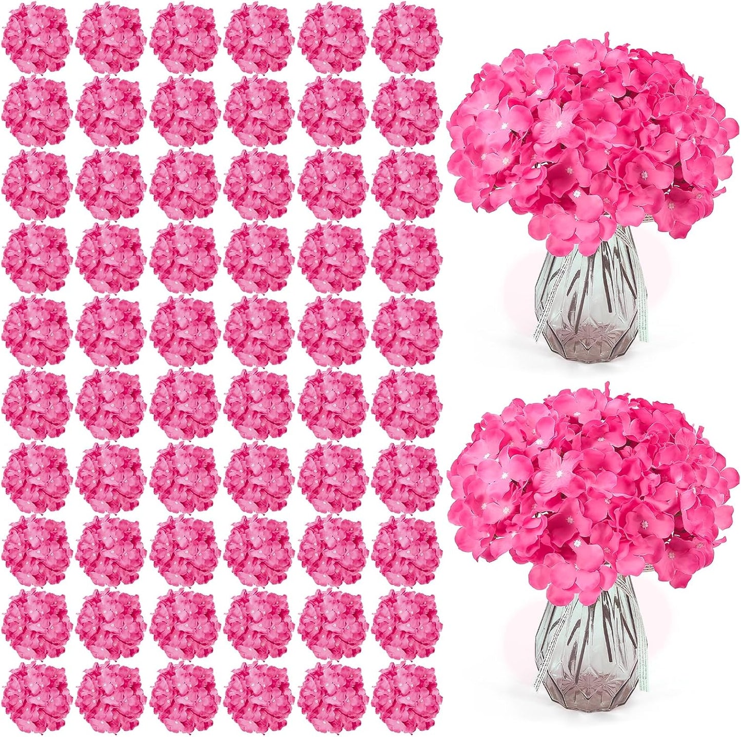 46Pcs Hydrangea Artificial Flowers Silk Hydrangea Heads | with Stems, Ivory Artificial Hydrangea Flowers for DIY Wedding Centerpiece, Garden, Home, Party, Baby Shower Decor