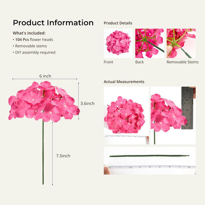 46Pcs Hydrangea Artificial Flowers Silk Hydrangea Heads | with Stems, Ivory Artificial Hydrangea Flowers for DIY Wedding Centerpiece, Garden, Home, Party, Baby Shower Decor