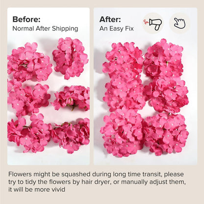 46Pcs Hydrangea Artificial Flowers Silk Hydrangea Heads | with Stems, Ivory Artificial Hydrangea Flowers for DIY Wedding Centerpiece, Garden, Home, Party, Baby Shower Decor