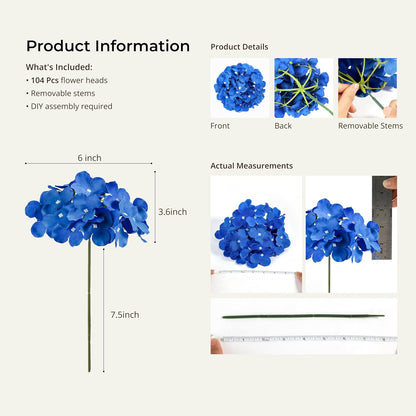 46Pcs Hydrangea Artificial Flowers Silk Hydrangea Heads | with Stems, Ivory Artificial Hydrangea Flowers for DIY Wedding Centerpiece, Garden, Home, Party, Baby Shower Decor